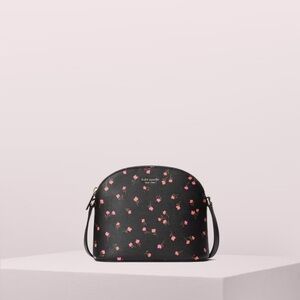 Kate Spade Black and Pink Sylvia Meadow Medium Dome Crossbody